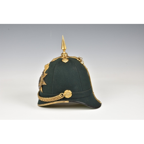 1833 - A 3rd Royal Guernsey Militia Victorian Officer's Green Cloth Home Service Helmet, the green cloth co... 