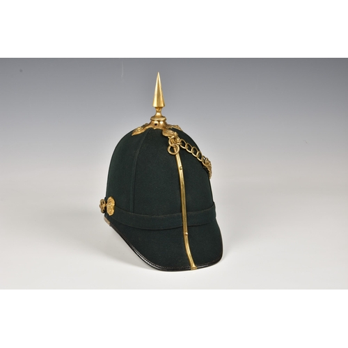 1833 - A 3rd Royal Guernsey Militia Victorian Officer's Green Cloth Home Service Helmet, the green cloth co... 