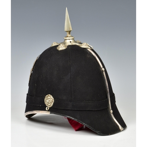 1838 - A Royal Engineers Volunteers Officers Home Service Helmet, early 20th century, dark blue cloth body ... 