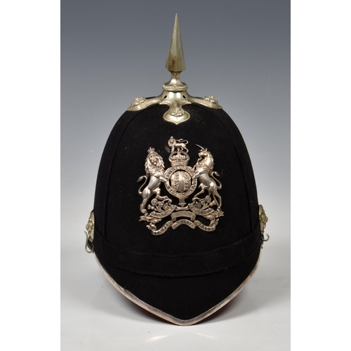 1838 - A Royal Engineers Volunteers Officers Home Service Helmet, early 20th century, dark blue cloth body ... 