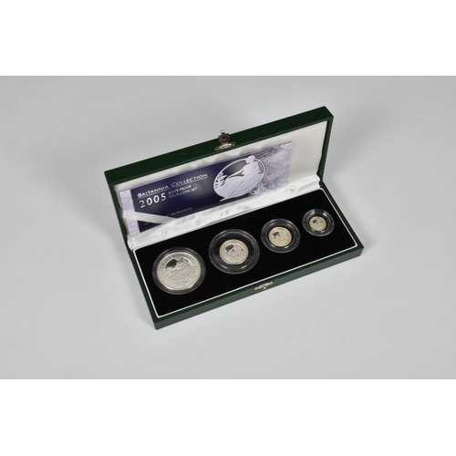 1855 - A Royal Mint United Kingdom Britannia Collection 2005 Silver Proof 4 Coin Set, £2, £1, 50p & 20p in ... 