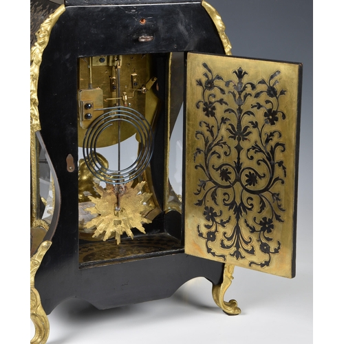 1926 - A good, large 19th century French tortoiseshell and Boulle work clock, the balloon shaped tortoisesh... 