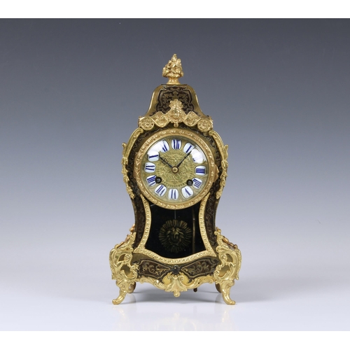 1939 - A Japy Freres Boulle decorated mantel clock, French, late 19th century, the signed, twin train movem... 