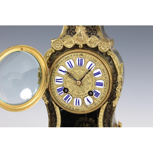 1939 - A Japy Freres Boulle decorated mantel clock, French, late 19th century, the signed, twin train movem... 