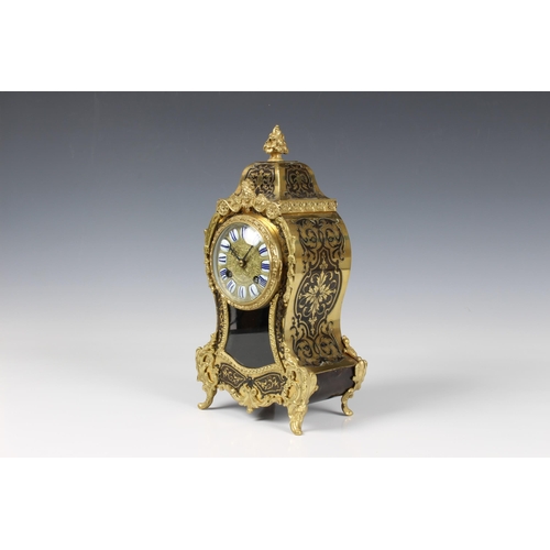 1939 - A Japy Freres Boulle decorated mantel clock, French, late 19th century, the signed, twin train movem... 