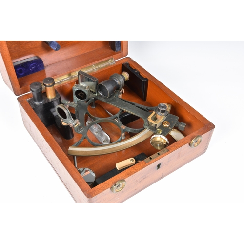 2001 - A mahogany cased Sextant by H. Hughes & Son Ltd, early 20th century, no. 13442, signed H. Hughes & S... 