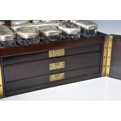 2002 - A fine and well fitted 19th century ebonised rosewood Palais Royal travel necessaire / vanity chest,... 