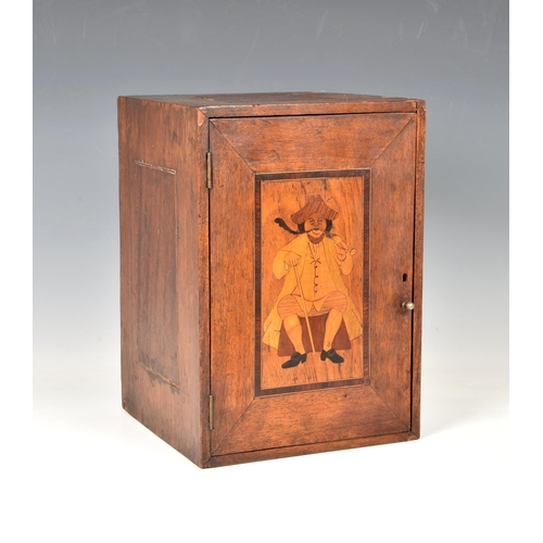 2008 - A Victorian oak inlaid marquetry smokers cabinet, of rectangular box form, the hinged front door, ha... 