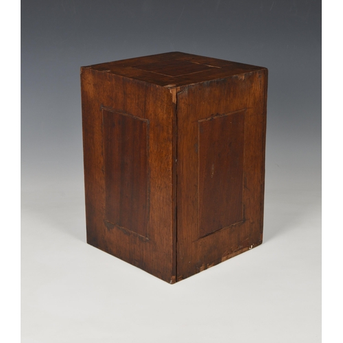 2008 - A Victorian oak inlaid marquetry smokers cabinet, of rectangular box form, the hinged front door, ha... 