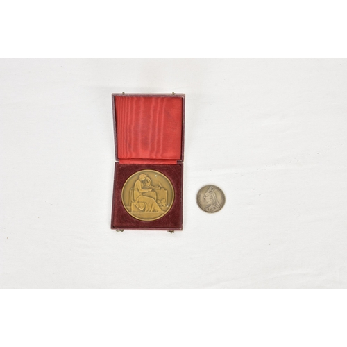 2016 - A bronze commemorative medal celebrating Victor Hugo (1802-1885), signed Lamour Dedieu, in present... 