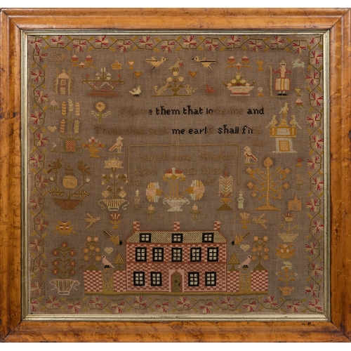 2022 - A large Victorian needlework sampler, inscribed 'Sarah Ann Walker Aged 12 Years 1867', with a short ... 