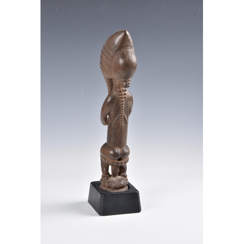 2089 - A glazed stoneware copy of a Baule standing male bearded figure, 20th century, indistinct impressed ... 