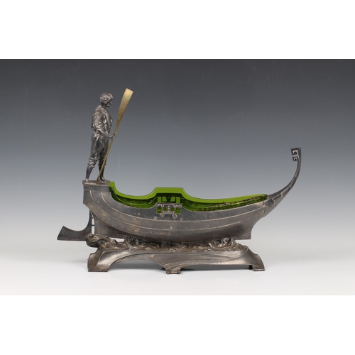 2117 - WMF (Wurttembergische Metallwaren Fabrik) Gondola centre piece, the bowl formed as a gondola with st... 