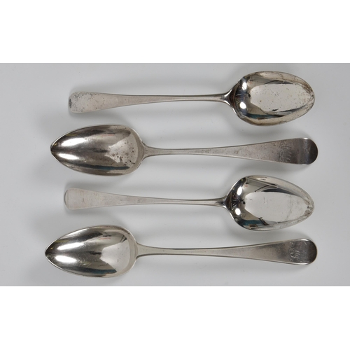 214 - Four silver Old English pattern table spoons, to include a West Country spoon by George Ferris, Exet... 