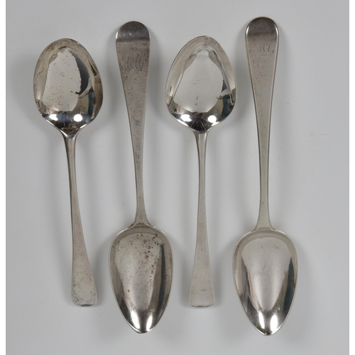 214 - Four silver Old English pattern table spoons, to include a West Country spoon by George Ferris, Exet... 