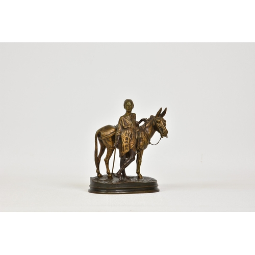 2145 - After Alfred Dubucand (French, 1828-1894), a French bronze figure group of 'L'ANIER DU CAIRE (A boy ... 