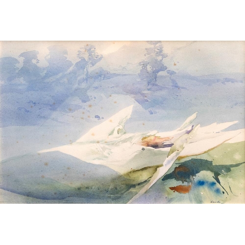 261 - Frederick Sands RI (British, 1916-1992), Fallen Tree Watercolour, signed lower right 16 x 24in. (40.... 