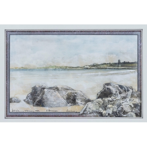 268 - David Stubbs (British, 20th century), 'L'Ancresse Guernsey' mixed media, signed, dated 'January 1989... 