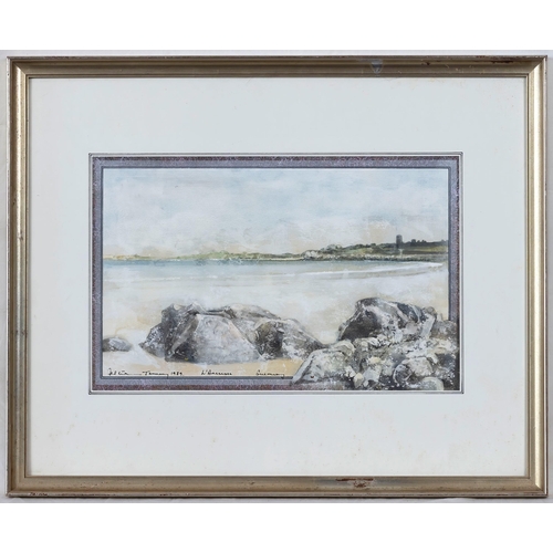 268 - David Stubbs (British, 20th century), 'L'Ancresse Guernsey' mixed media, signed, dated 'January 1989... 