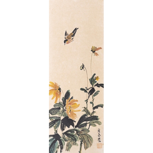 280 - Mollie Parker (Mo Li Lan) (Jersey, 20th century), Bird and Flowers. * ink and watercolour, signed wi... 