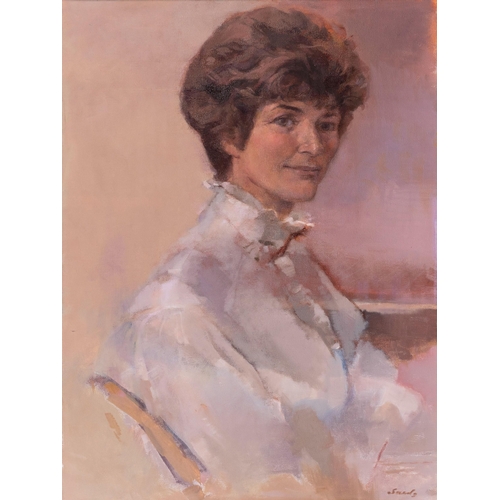 283 - Frederick Sands R.I. (British, 1916-1992), Portrait of Mrs Sonia Hamon. * oil on canvas, signed lowe... 