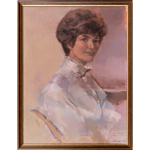 283 - Frederick Sands R.I. (British, 1916-1992), Portrait of Mrs Sonia Hamon. * oil on canvas, signed lowe... 