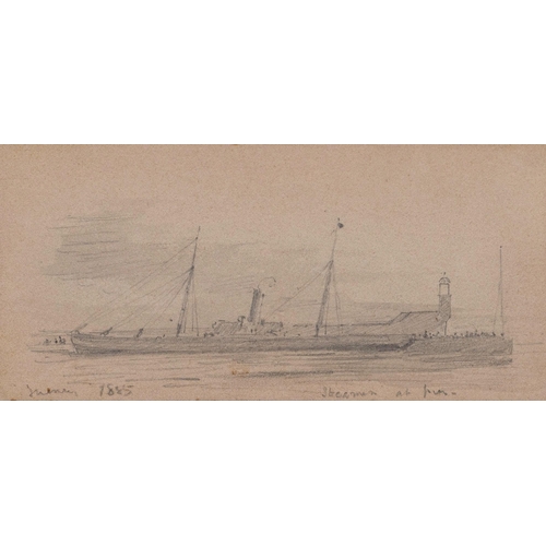 298 - Lemon Hart Michael (British, 1824-1902), 'Yacht, Guernsey 1886' pencil and wash, signed with initial... 