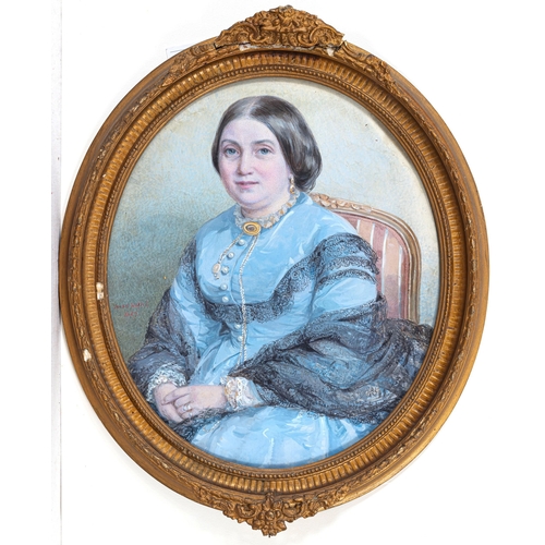 303 - Isabel Naftel (British, 1832-1912), Portrait of a lady. * oval watercolour, heightened with white, s... 