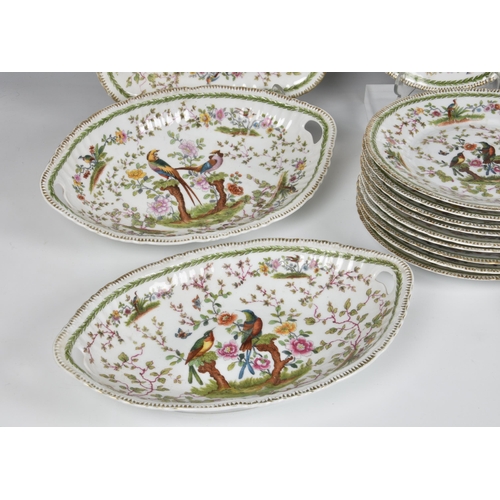 33 - A Chelsea style porcelain part dessert service, probably by Samson of Paris, with pseudo gold anchor... 