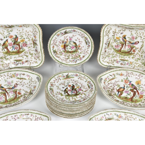 33 - A Chelsea style porcelain part dessert service, probably by Samson of Paris, with pseudo gold anchor... 