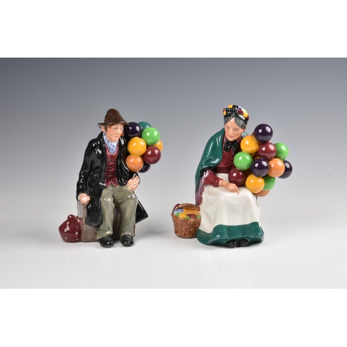 43 - Two Royal Doulton figures: HN 1954 The Balloon Man and HN 1315 The 'Old Balloon' Seller, green print... 