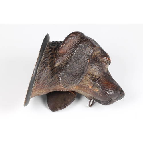 62 - An unusual antique terracotta Labrador head leash holder / hanger, probably German, 1920's, well det... 