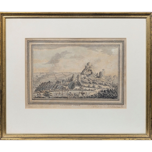 710 - Colonel Joshua Gosselin (Guernsey, 1739-1813), 'Launceston Castle', Cornwall. ink and watercolour, w... 