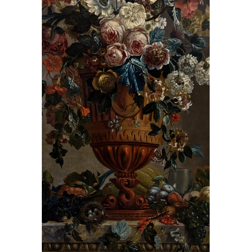 727 - Attributed to Jacobus Linthorst (Dutch, 1745-1815), Still life of an urn of spring flowers on a marb... 