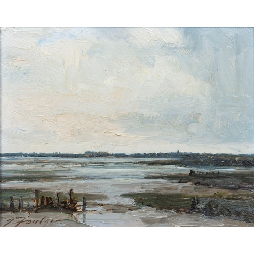 764 - John Foulger (British, 1943-2007), Pagham Marsh. oil on board, signed lower left, inscribed on rev... 