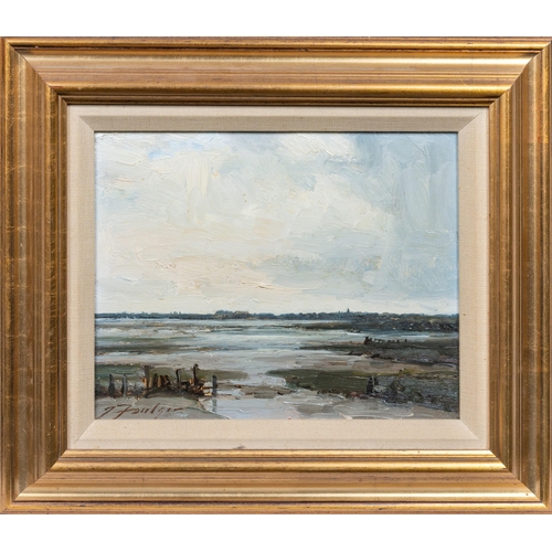 764 - John Foulger (British, 1943-2007), Pagham Marsh. oil on board, signed lower left, inscribed on rev... 