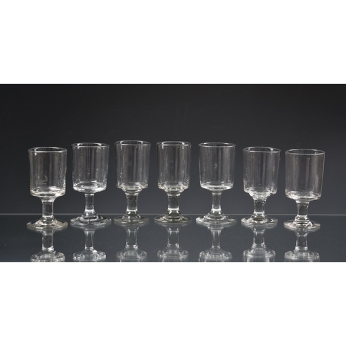 78 - *** WITHDRAWN *** Five early 19th century ale or champagne glasses, the tall, funnel shaped bowls on... 