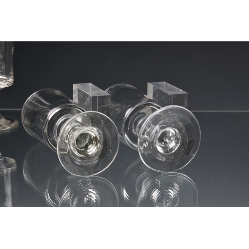 78 - *** WITHDRAWN *** Five early 19th century ale or champagne glasses, the tall, funnel shaped bowls on... 