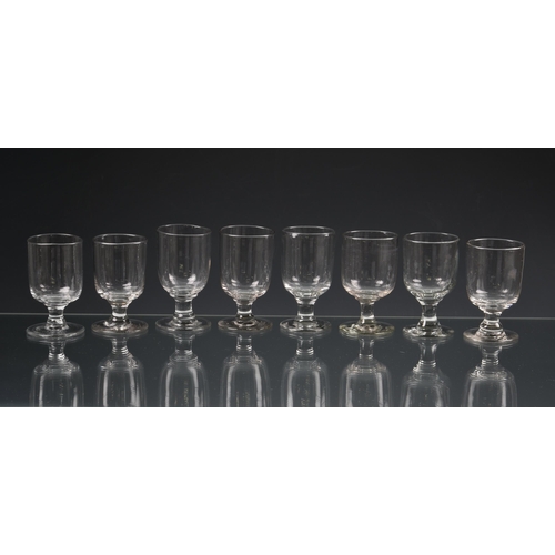 78 - *** WITHDRAWN *** Five early 19th century ale or champagne glasses, the tall, funnel shaped bowls on... 