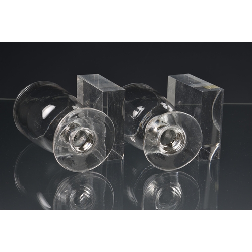 78 - *** WITHDRAWN *** Five early 19th century ale or champagne glasses, the tall, funnel shaped bowls on... 