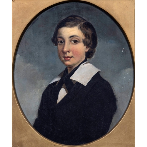 792 - Late 19th century English School, Portrait of a young boy dressed as a sailor. oil on board, late 19... 