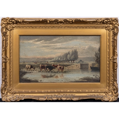 800 - G. Van Berg (19th century), Pair of river Landscapes with Cows and a Weir. oil on canvas, both signe... 