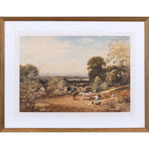 806 - John Robertson Reid RI, ROI (Scottish, 1851-1926), Farm workers in a Landscape. watercolour, signed ... 