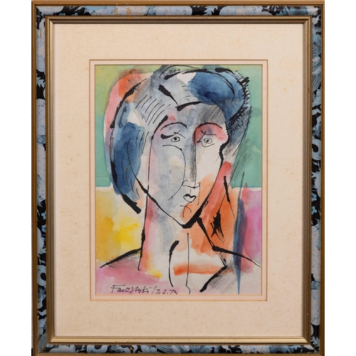 813 - Jerzy Faczynski (1917-1995), Portrait of a Woman. coloured inks and watercolour on paper, signed low... 