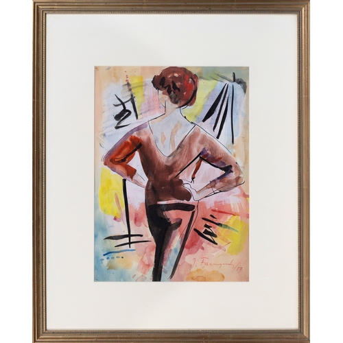 814 - Jerzy Faczynski (1917-1995), Female Dancer. coloured inks and watercolour on paper, signed lower rig... 