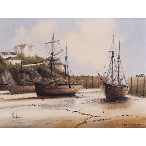 824 - Ken Hammond (British, b.1948), Two Ketch in Newquay. oil on canvas, signed lower left, titled on r... 