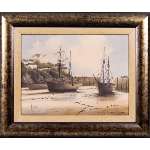 824 - Ken Hammond (British, b.1948), Two Ketch in Newquay. oil on canvas, signed lower left, titled on r... 