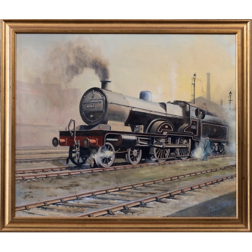 827 - Joe Townend (British b. 1946), Fowler Compound 4-4-0 Steam Locomotive 41063. oil on canvas, signed l... 