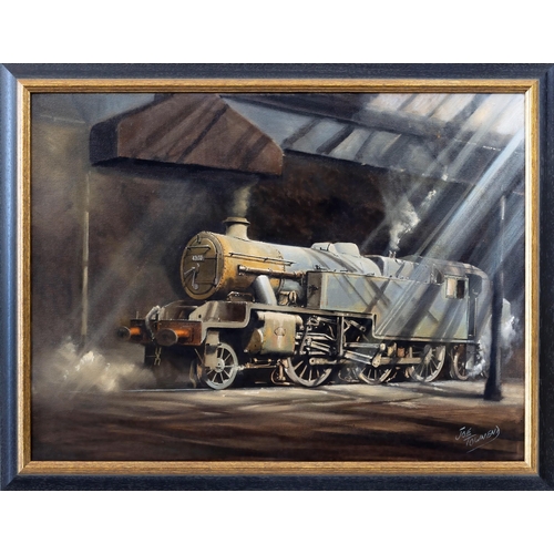 828 - Joe Townend, (British b. 1946), Fairburn 4MTT Locomotive 42650. oil on canvas, signed lower right, f... 