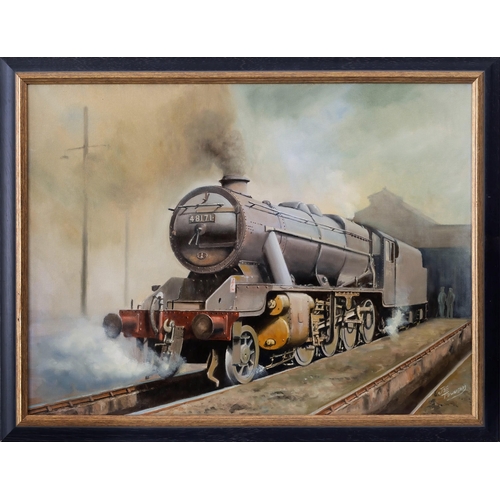 829 - Joe Townend, (British b. 1946), LMS Stanier Class 8F Steam Locomotive 48171. oil on canvas, signed l... 